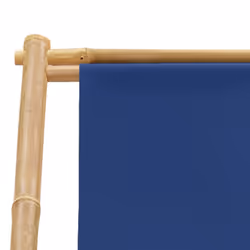 vidaXL Deck Chair Bamboo and Canvas Navy Blue Garden Beach Camp Lounge Seat - Additional view 7