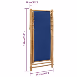 vidaXL Deck Chair Bamboo and Canvas Navy Blue Garden Beach Camp Lounge Seat - Additional view 9