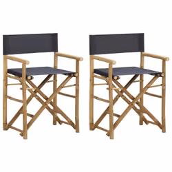 vidaXL 2 pcs Folding Director's Chairs Dark Grey Bamboo and Fabric Furniture
