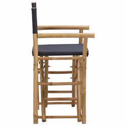 vidaXL 2 pcs Folding Director's Chairs Dark Grey Bamboo and Fabric Furniture