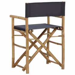 vidaXL 2 pcs Folding Director's Chairs Dark Grey Bamboo and Fabric Furniture - Additional view 4