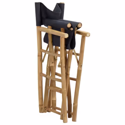vidaXL 2 pcs Folding Director's Chairs Dark Grey Bamboo and Fabric Furniture - Additional view 7