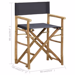 vidaXL 2 pcs Folding Director's Chairs Dark Grey Bamboo and Fabric Furniture - Additional view 8