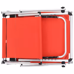 vidaXL 2x Folding Sun Loungers with Roof Aluminium&Textilene Red Lounge Bed - Additional view 5