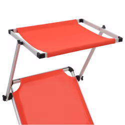 vidaXL 2x Folding Sun Loungers with Roof Aluminium&Textilene Red Lounge Bed - Additional view 6