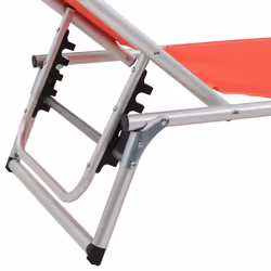 vidaXL 2x Folding Sun Loungers with Roof Aluminium&Textilene Red Lounge Bed - Additional view 7