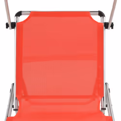 vidaXL 2x Folding Sun Loungers with Roof Aluminium&Textilene Red Lounge Bed - Additional view 8