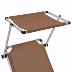 vidaXL 2x Folding Sun Loungers with Roof Aluminium&Textilene Brown Sun Bed - Additional view 6