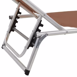 vidaXL 2x Folding Sun Loungers with Roof Aluminium&Textilene Brown Sun Bed - Additional view 7