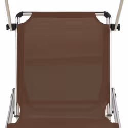 vidaXL 2x Folding Sun Loungers with Roof Aluminium&Textilene Brown Sun Bed - Additional view 8