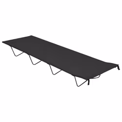 vidaXL Camping Bed 180x60x19 cm Oxford Fabric and Steel Black Hiking Lounger