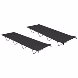 vidaXL 2 pcs Camping Beds 180x60x19 cm Oxford Fabric and Steel Black Lounger