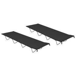 vidaXL 2 pcs Camping Beds 180x60x19 cm Oxford Fabric and Steel Black Lounger