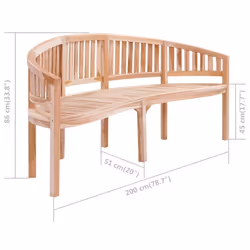 vidaXL Solid Teak Wood Banana Bench Patio Outdoor Garden Banana-shaped Seat - Additional view 3