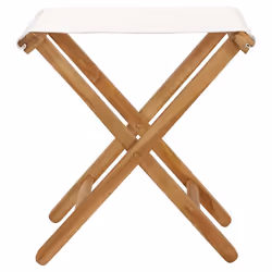 vidaXL 2x Folding Chairs Solid Teak Wood and Fabric Cream White Camping Chair