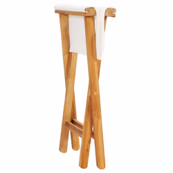 vidaXL 2x Folding Chairs Solid Teak Wood and Fabric Cream White Camping Chair - Additional view 4