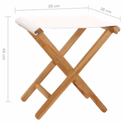 vidaXL 2x Folding Chairs Solid Teak Wood and Fabric Cream White Camping Chair - Additional view 6
