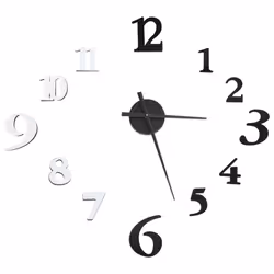 vidaXL 3D Wall Clock Modern Design XXL Analog Clock Living Room Multi Colours - black and white