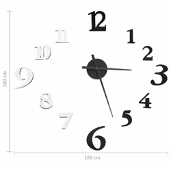vidaXL 3D Wall Clock Modern Design XXL Analog Clock Living Room Multi Colours - black and white