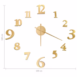 vidaXL 3D Wall Clock Modern Design XXL Analog Clock Living Room Multi Colours - gold