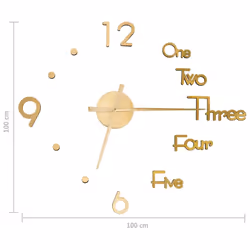vidaXL 3D Wall Clock Modern Design Gold 100 cm XXL Analog Clock Living Room - Additional view 4