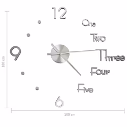 vidaXL 3D Wall Clock Modern Design Home Decor DIY Analog Clock Multi Colours - silver - Additional view 4
