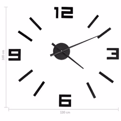 vidaXL 3D Wall Clock Modern Design Home Decor DIY Analog Clock Multi Colours - black