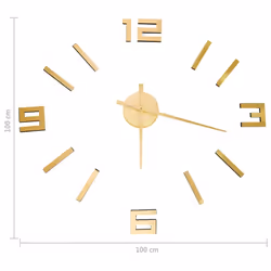 vidaXL 3D Wall Clock Modern Design Home Decor DIY Analog Clock Multi Colours - gold