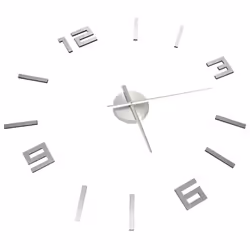 vidaXL 3D Wall Clock Modern Design Silver 100 cm XXL Analog Clock Living Room