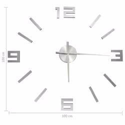 vidaXL 3D Wall Clock Modern Design Silver 100 cm XXL Analog Clock Living Room - Additional view 4