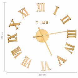 vidaXL 3D Wall Clock Modern Design Gold 100 cm XXL Analog Clock Living Room - Additional view 4