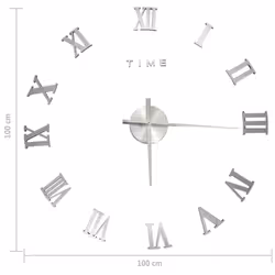 vidaXL 3D Wall Clock Modern Design Silver 100 cm XXL Analog Clock Living Room - Additional view 4