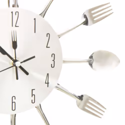 vidaXL Wall Clock with Spoon and Fork Design Silver 31 cm Aluminium Bedroom - Additional view 3