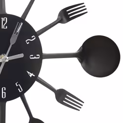 vidaXL Wall Clock with Spoon and Fork Design Black 40 cm Aluminium Bedroom - Additional view 3