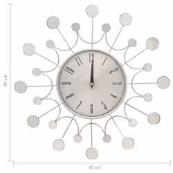 vidaXL Wall Clock Silver 40 cm Metal Analog Clock Living Room Bedroom House - Additional view 4