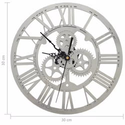 vidaXL Wall Clock 30 cm Acrylic Home Decor Hanging Analog Clock Black/Silver - silver