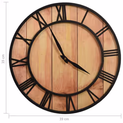vidaXL Wall Clock Brown and Black MDF and Iron Home Office Decor Analog Clock - Additional view 4