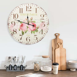 vidaXL Vintage Wall Clock Flower Home Office Decoration Hanging Analog Clock