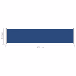 vidaXL Patio Retractable Side Awning Outdoor Privacy Screen Sun Shade Blue