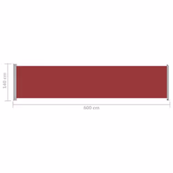 vidaXL Patio Retractable Side Awning Outdoor Privacy Screen Sun Shade Red