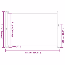 vidaXL Patio Retractable Side Awning 200x300 cm Cream Privacy Screen Sunshade