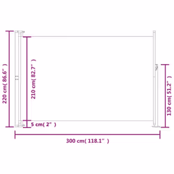vidaXL Patio Retractable Side Awning Grey Outdoor Privacy Screen Sunshade Garden - Additional view 3