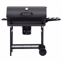 vidaXL Barrel Grill with Wheels and Shelves Black 115x85x95 cm Steel BBQ Grill - Additional view 2