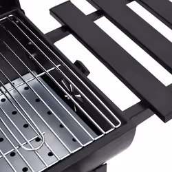 vidaXL Barrel Grill with Wheels and Shelves Black 115x85x95 cm Steel BBQ Grill - Additional view 8