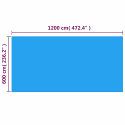 vidaXL Rectangular Pool Cover 1200x600 cm PE Blue Swimming Pool Cloth Sheet - Additional view 5
