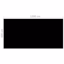 vidaXL Rectangular Pool Cover 1200x600 cm PE Black Cloth Sheet Protection