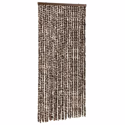 vidaXL Insect Curtain Brown and White 100x220 cm Chenille Doorway Screen Blind