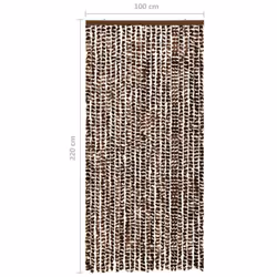 vidaXL Insect Curtain Brown and White 100x220 cm Chenille Doorway Screen Blind - Additional view 5