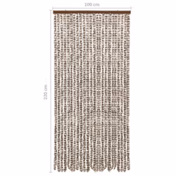vidaXL Insect Curtain Taupe and White 100x220 cm Chenille Doorway Screen Blind - Additional view 5