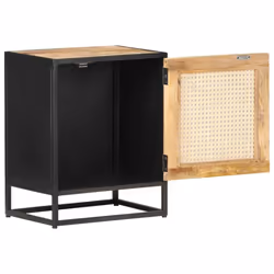 vidaXL Rough Mango Wood Bedside Cabinet Natural Cane Nightstand Furniture
